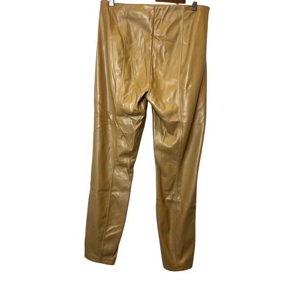 Nicole Miller Faux Leather High Rise Leggings Camel Brown Medium NWT - Picture 2 of 10